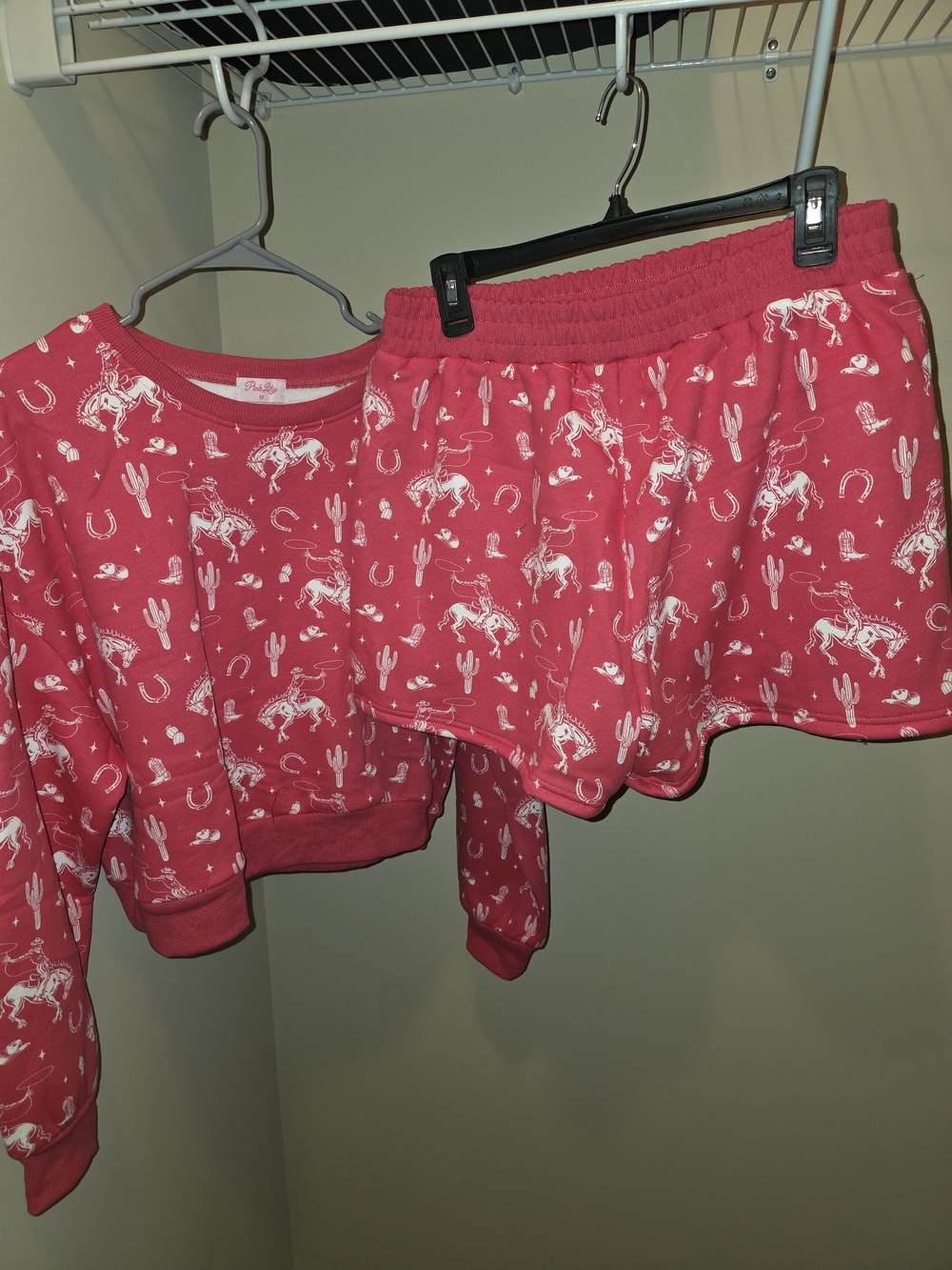Pink Lily Pink Cowboy Print Sweat Set